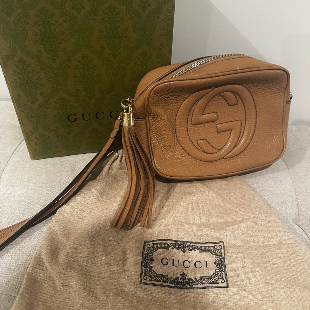 Gucci Brown Leather Crossbody Bag with Tassel